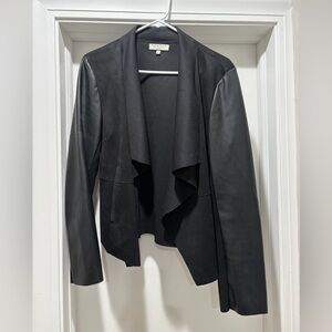 Black Waterfall Jacket with faux leather sleeves.